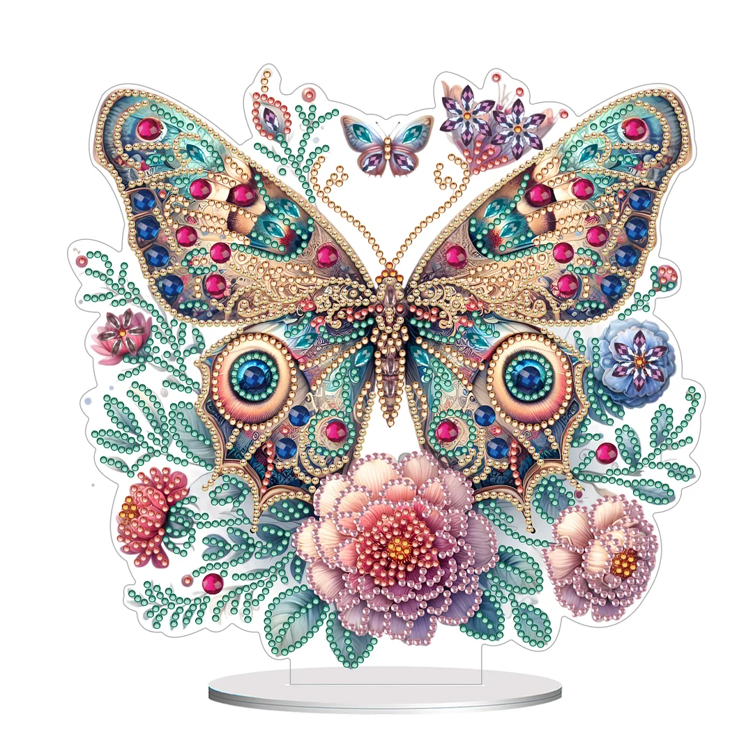 DIY Flower and Butterfly Special Shaped Acrylic Desktop Diamond Painting Art Office Decor