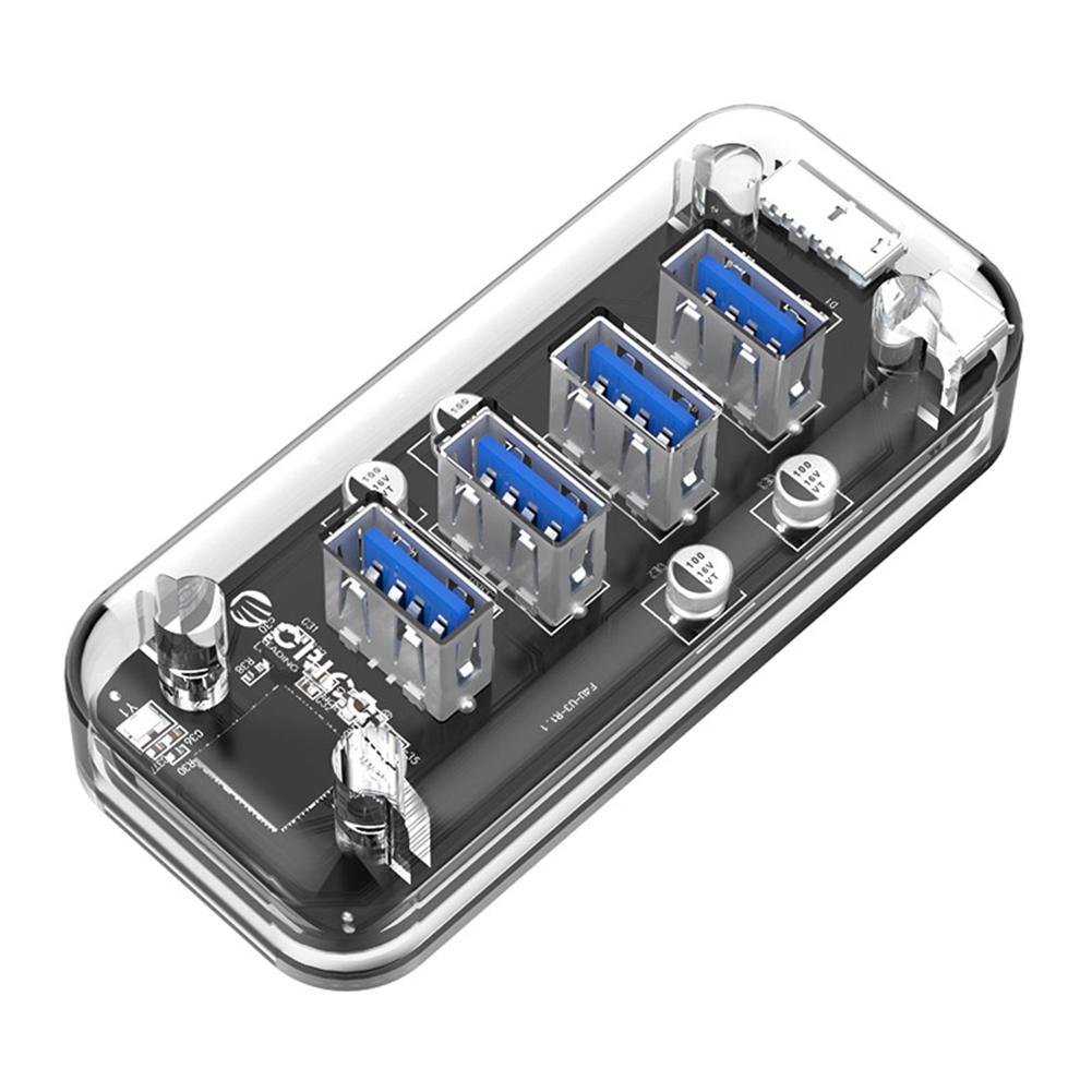 

ORICO F4U-U3 Transparent 4 Port USB3.0 Hub with 2 Power Supply Ports for PC, 501 Original