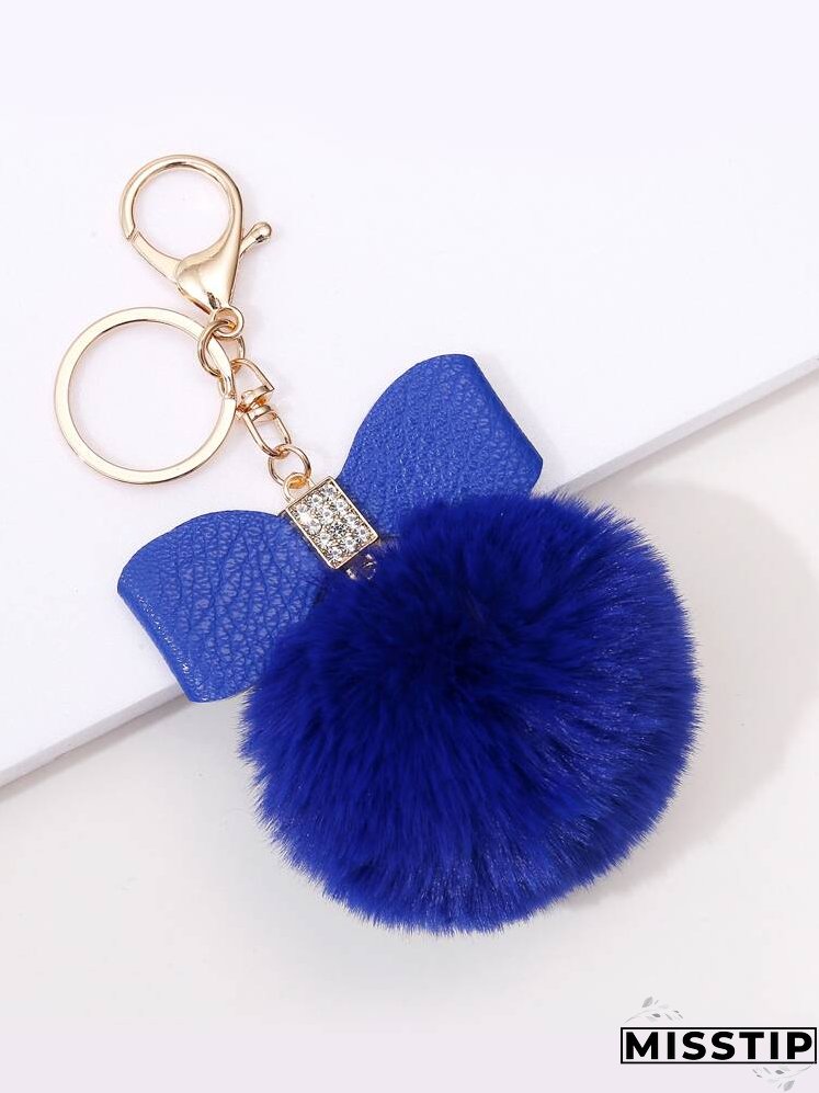 Pom Pom & Bow Charm Keychain