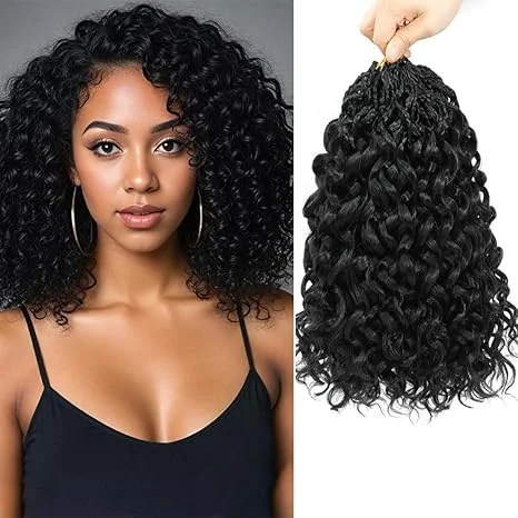Curly Pre-Looped Knotless Pre-Separated Feather Crochet Hair Extensions 