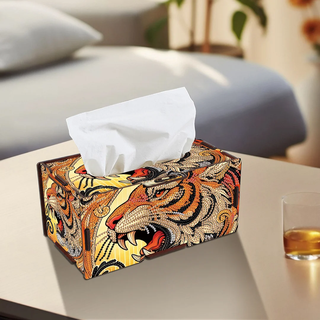 Wooden Diamond Painting Tissue Box for Home and Office Decoration (ZJH025)
