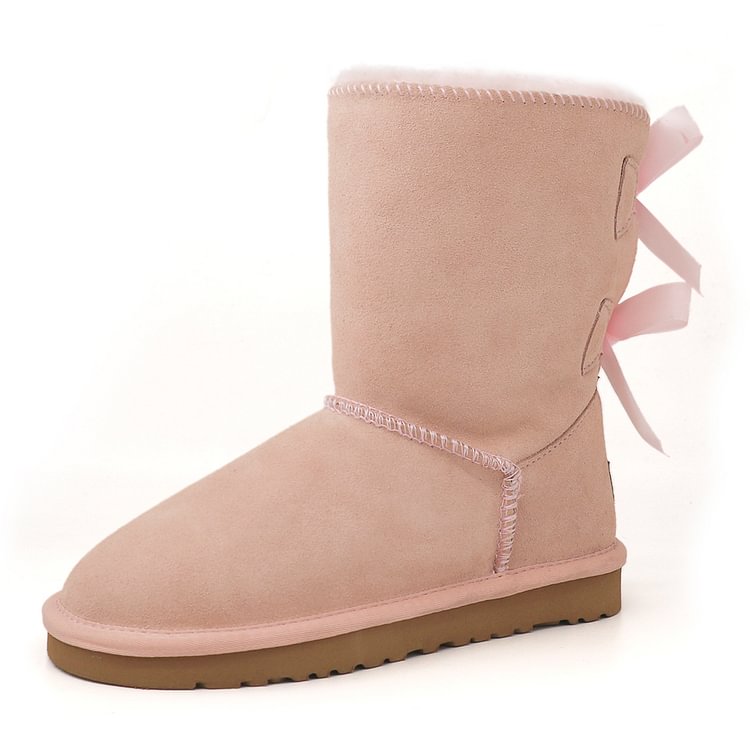 Women's Snow Boots for Winter Mid-Calf high Back Bows