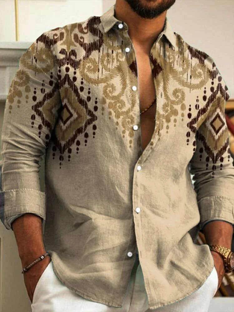 Men's Vintage Traditional Ethnic Pattern Long Sleeve Shirt