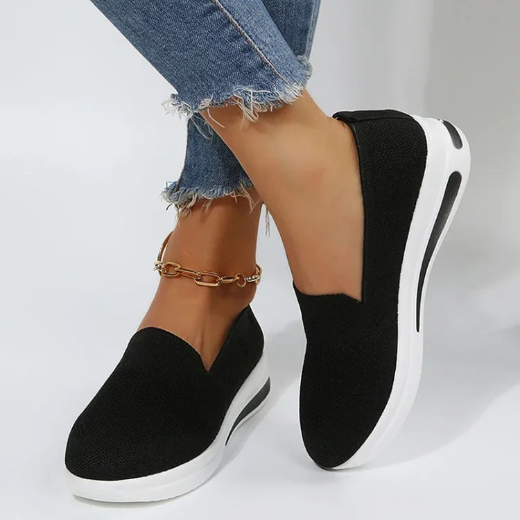 Women's Flyknit Flat Heel Round Toe Comfort Walking Shoes Radinnoo.com