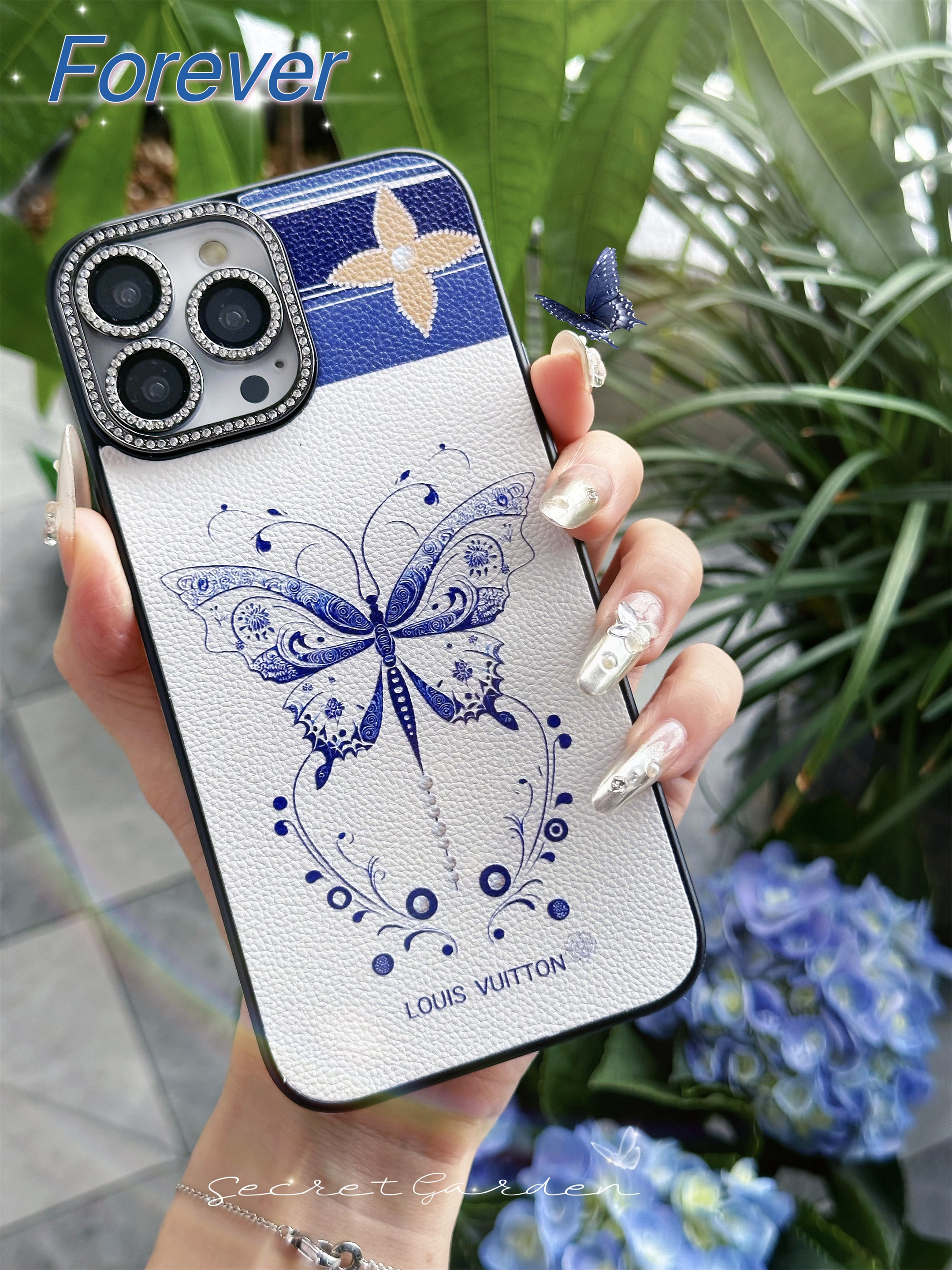 New LV leather Elegant Butterfly Totem Apple iPhone Cover
