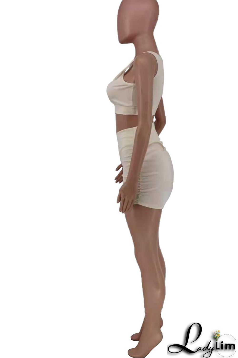 Rose Red Casual Print Split Joint U Neck Sleeveless Two Pieces