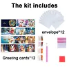 12Pcs Diamond Painting Snowman Animals Greeting Card Set with Envelope
