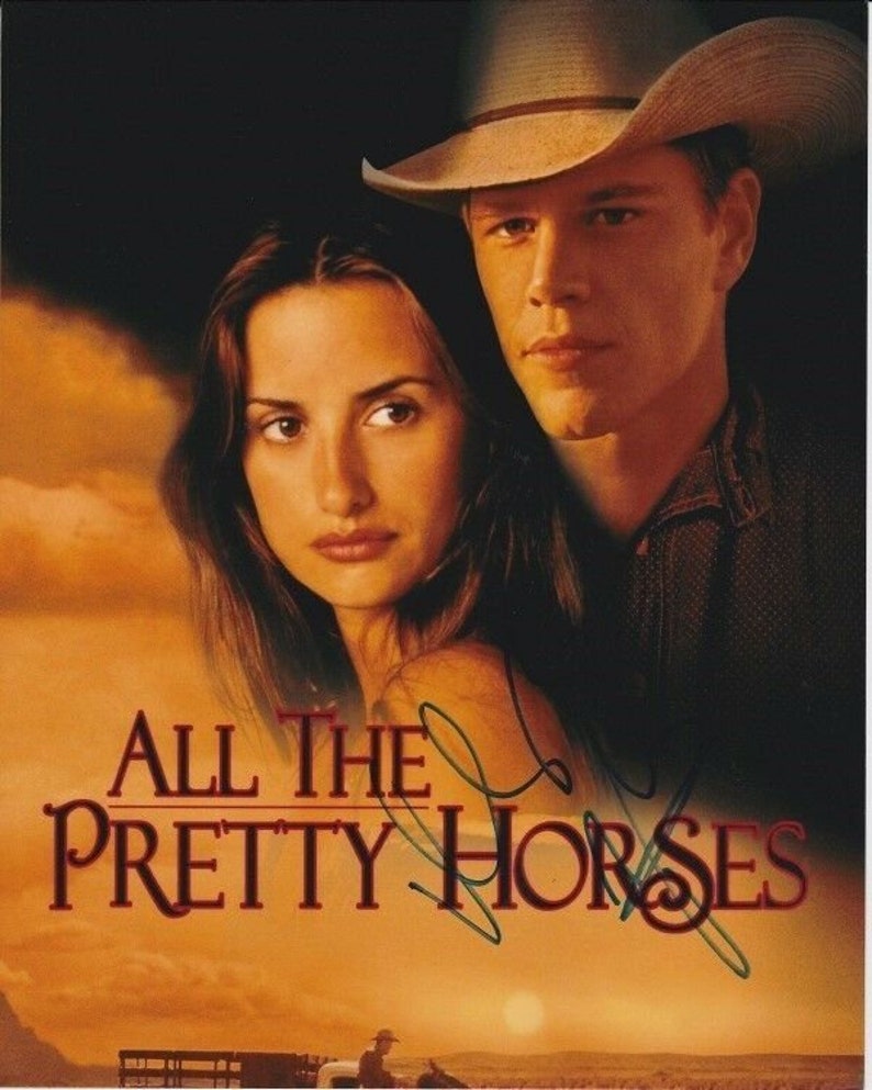 Penelope cruz and matt damon signed autographed all the pretty horses Photo Poster painting