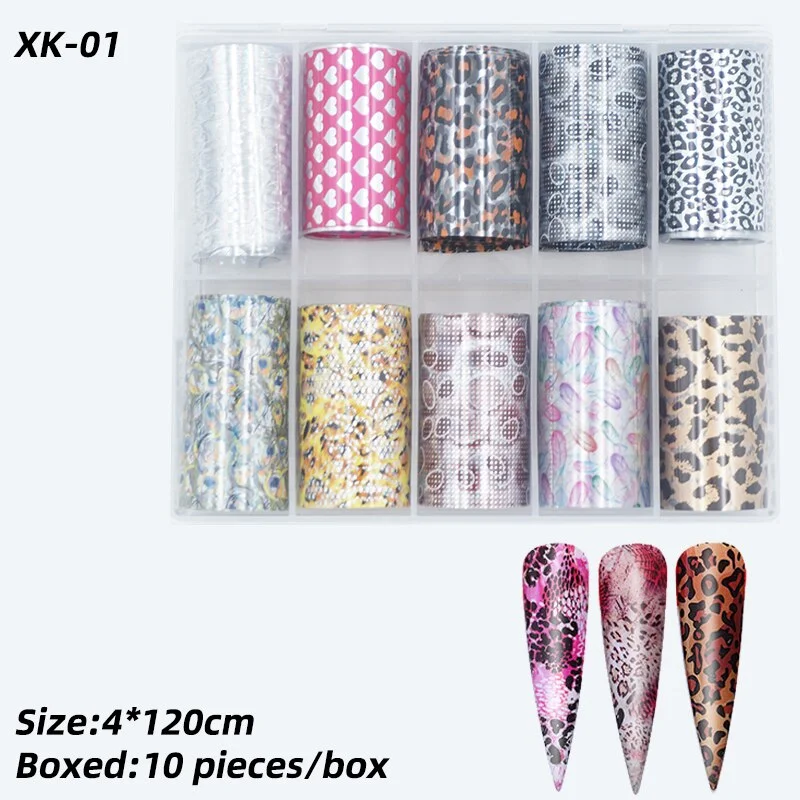 10-Rolls Flower StarSky Holographic Nail decals Foil Set Lavender Stickers for Art Transfer Manicure Tips butterfly Decoration