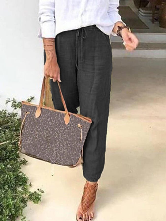 Women's Solid Color Cotton Casual Pants