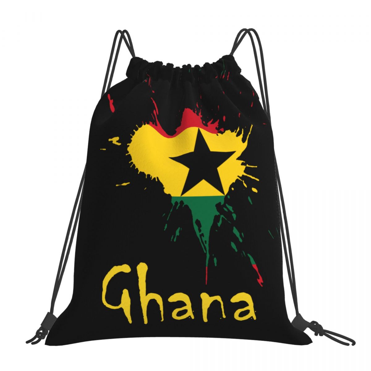 Ghana Ink Spatter Foldable Sports Gym Drawstring Bag