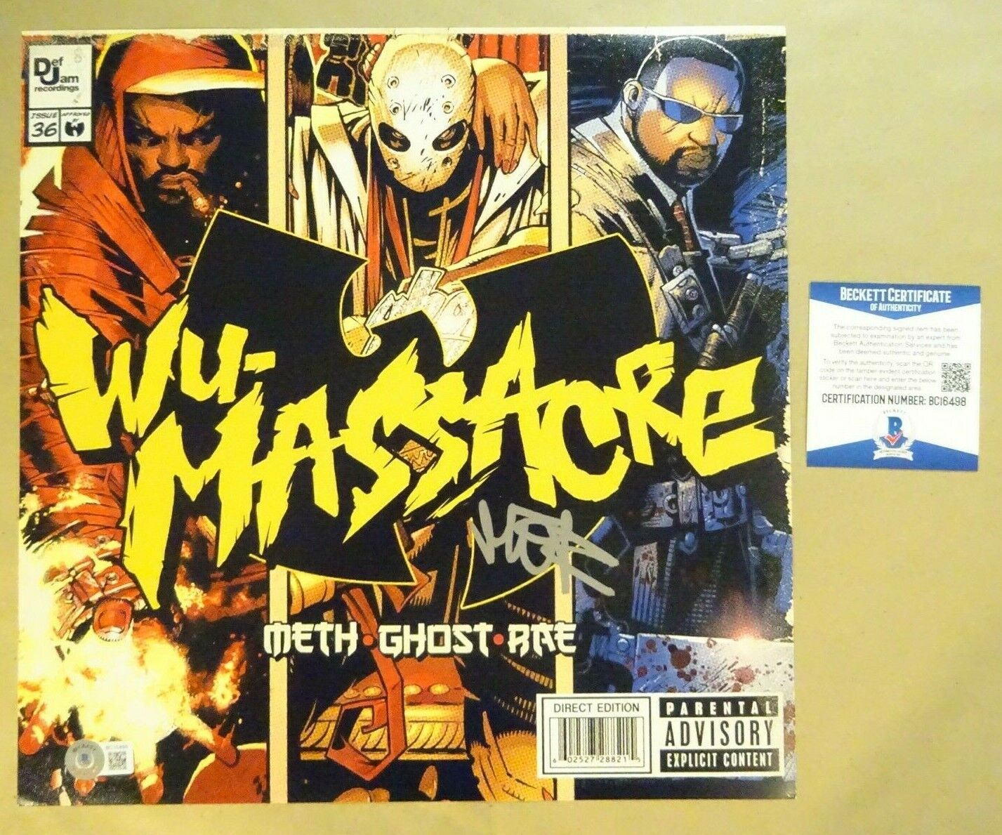 Autographed METHOD MAN Signed WU-MASSACRE 12x12