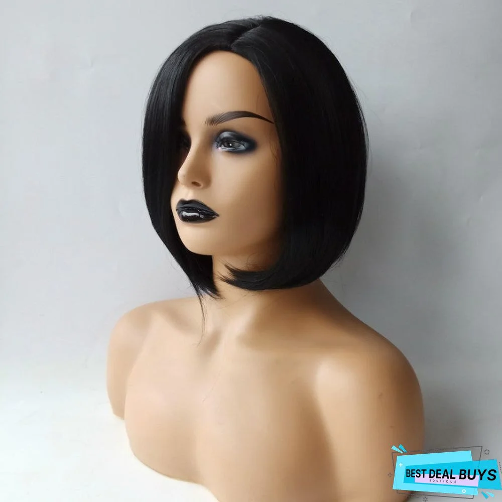 Wig Female Short Straight Hair Side Split Bobo Hairstyle Chemical Fiber Headgear