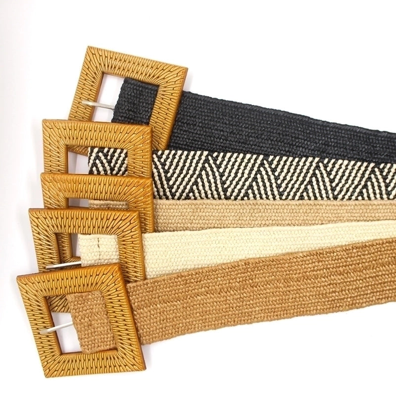 Basic Minimalist Square Straw Women's Woven Belts