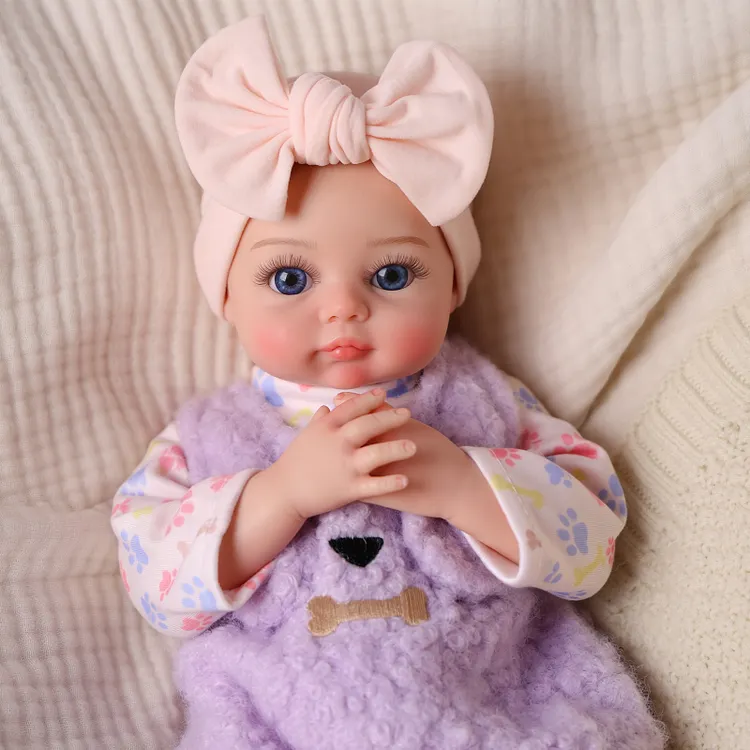 Babeside Little Lavender Lilah 16" Full Body Silicone Reborn Baby Doll Girl &ndash; Realistic Newborn with Purple Plush Outfit
