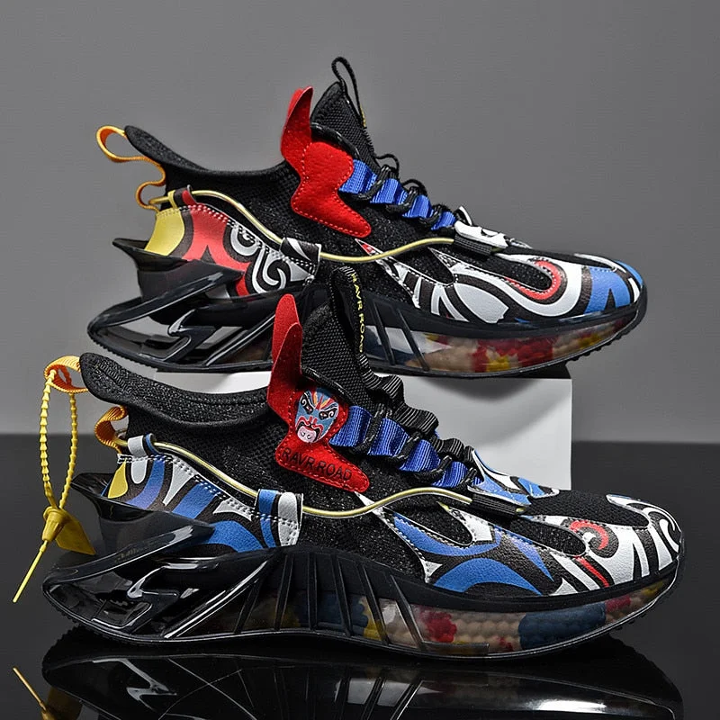 Men's Sneakers New Arrival Men's Blade Running Shoes Graffiti Sports Shoes Outdoor Training White Jogging Shoes Trendy Men Shoes