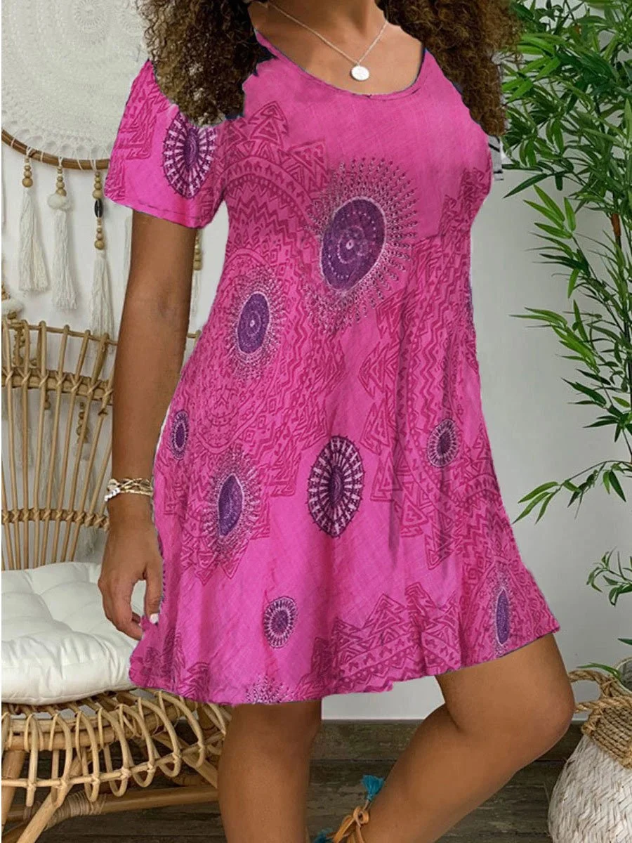Print Short Sleeve Casual Dress