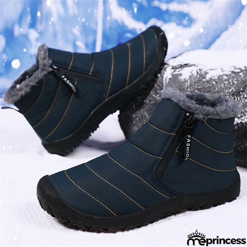 Double Zip Plush Lined Outdoor Ankle Snow Boots for Men