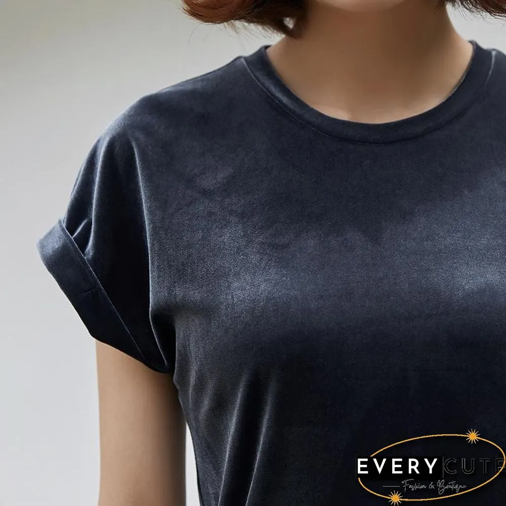Casual Loose Plain Velvet Shirt