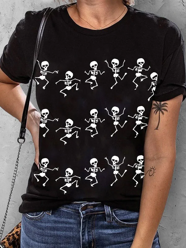 Dance skull short-sleeved T-shirt