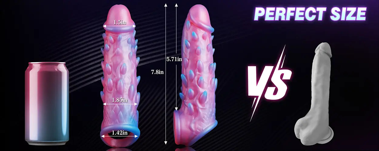 7.8" x 1.85" Monster Penis Sleeve for Couples detail 5