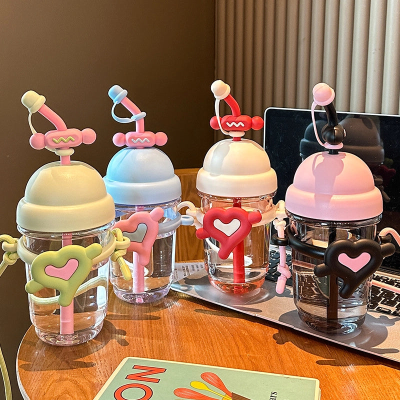 Cute Red Heart Plastic Water Bottles 1 Piece