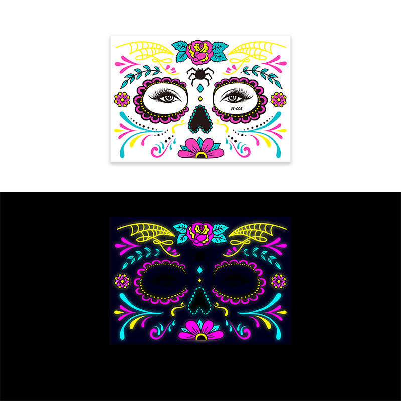 8 Sheets Halloween Funny Luminous Temporary Tattoos Stickers