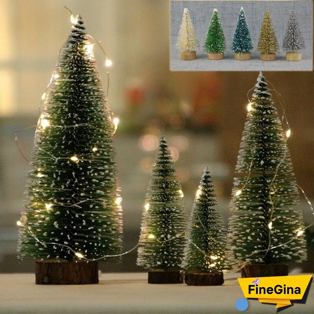 Wholesale 12/24Pcs Tabletop Christmas Pine Tree Xmas Mini Snow Trees Small Decoration Gifts