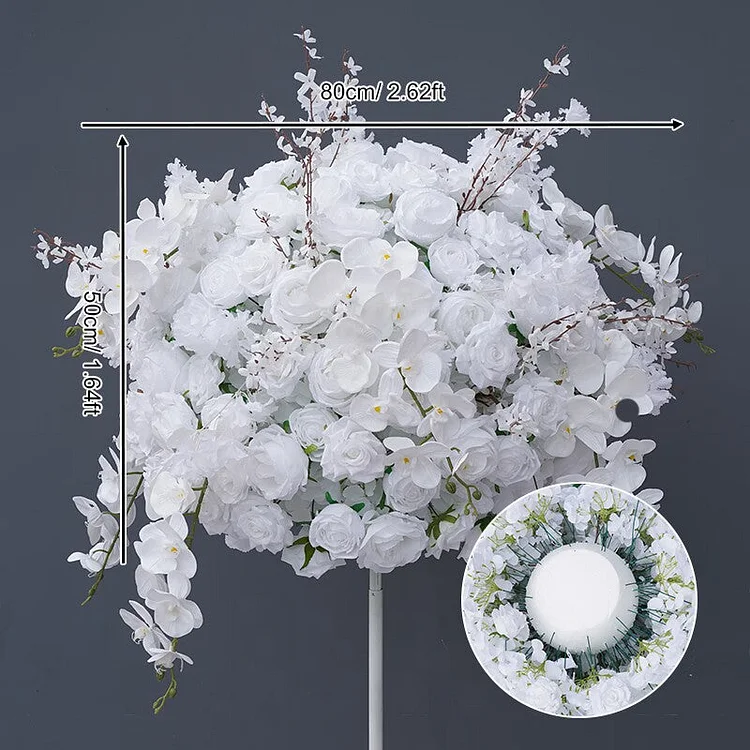 A8660 White Orchid Rose Floral Arrangement Decor Wedding Backdrop Frame