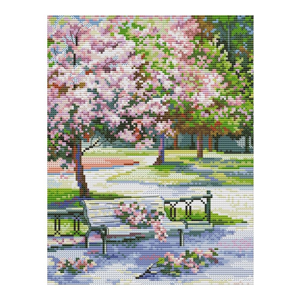 

Park Spring - 14CT Stamped Cross Stitch - 27*33cm, 501 Original