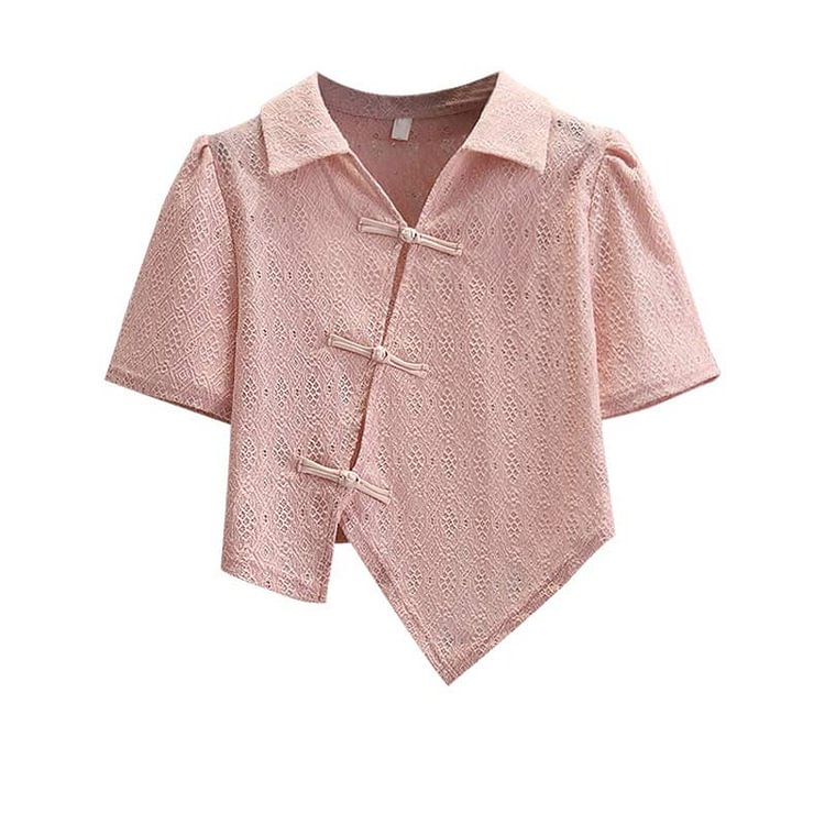 Button Polo T-Shirt Textured  Skirt Set - Modakawa modakawa