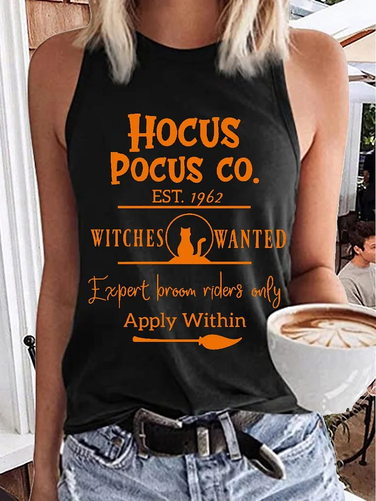 Women's Co. Est1962 Broom Witches Black Cat Print Tank Top