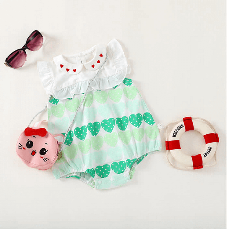 Baby Heart Peter Pan Collar Sleeveless Bodysuit