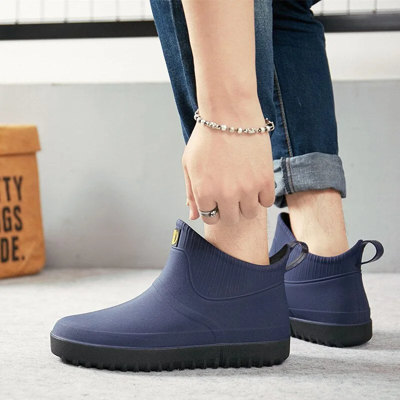 Men Rubber Rain Shoes Slip On Waterproof Low-Heel Tube PVC Rain Boots Work 2020 Hot Sale Men's Boots yui89