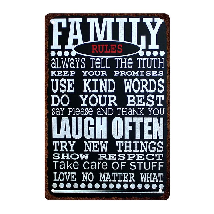 Family Rules - Vintage Tin Signs/Wooden Signs - 7.9x11.8in & 11.8x15.7in