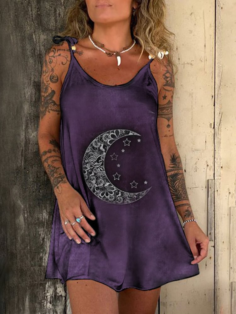 Moon And Star Print Mini Dress