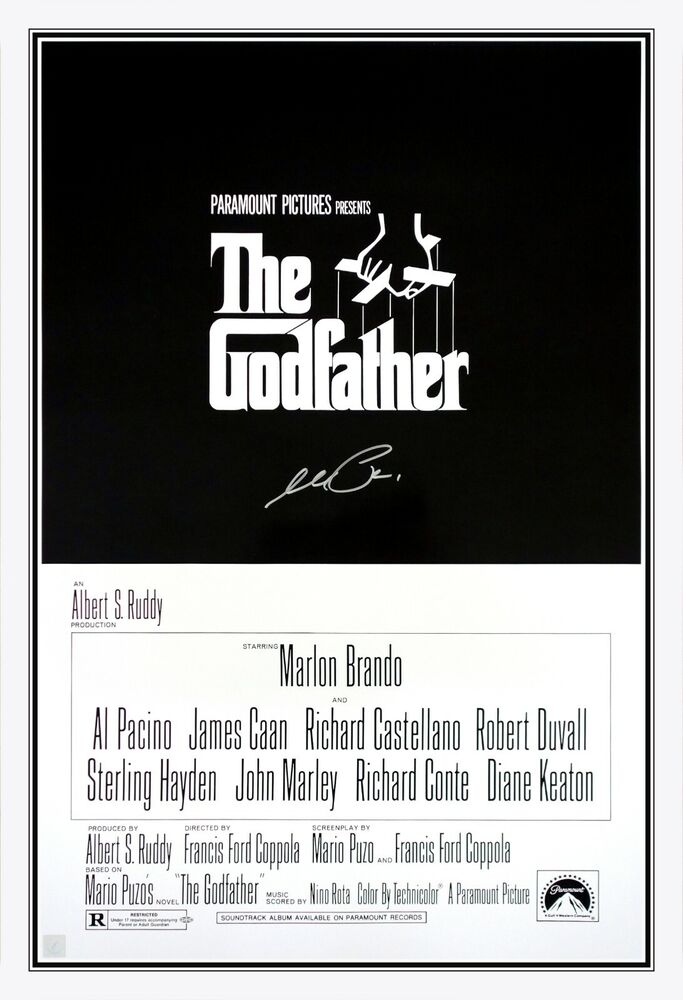 Al Pacino Autographed THE GODFATHER 24x36 Movie Poster ASI Proof