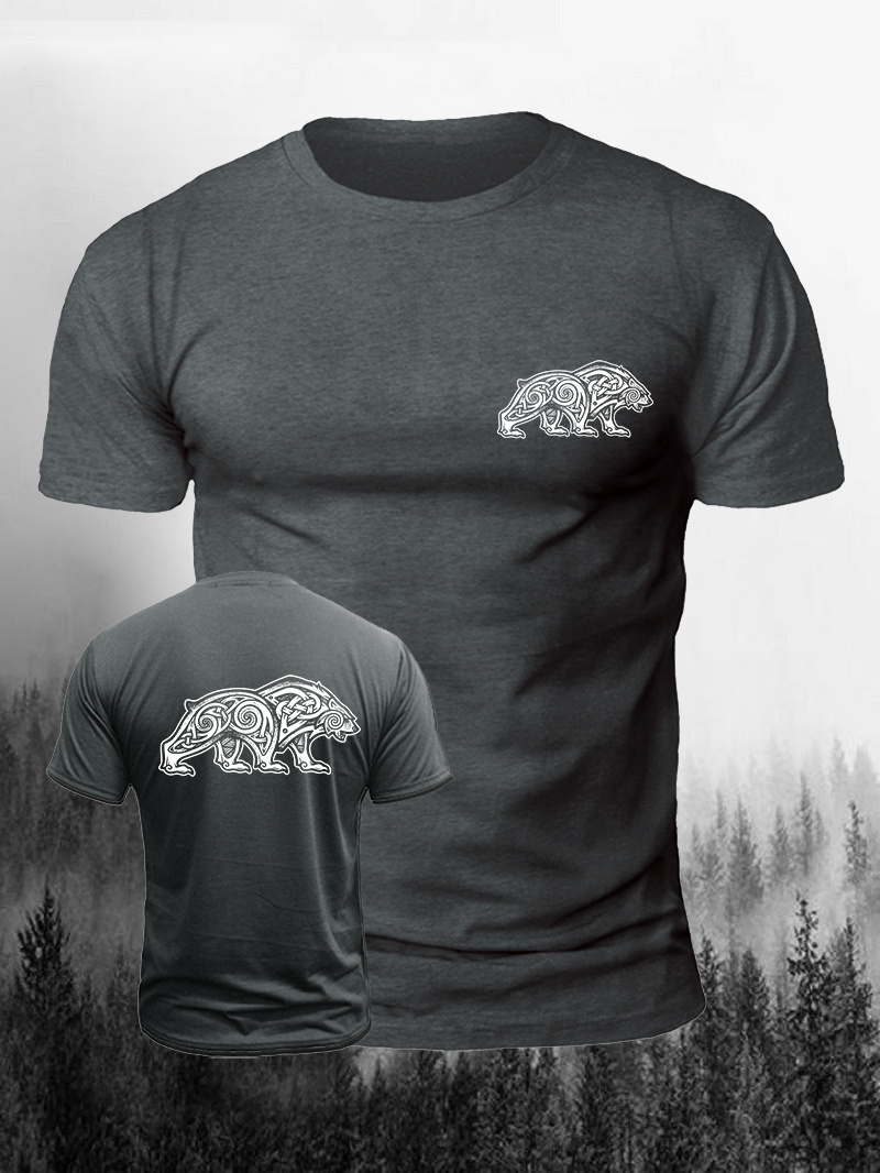 Men's Bear Print Casual Short Sleeve T-shirt