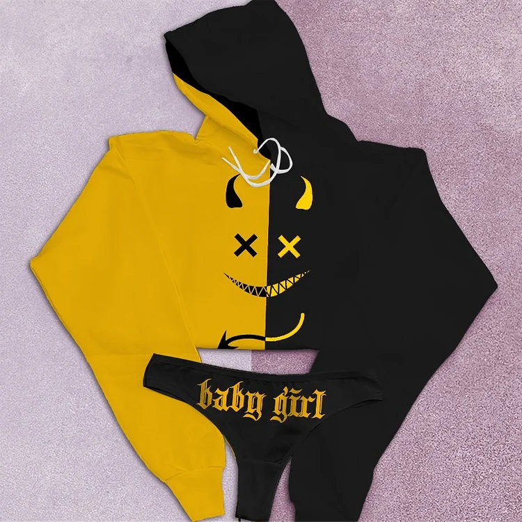Devil Print Hooded Sweater
