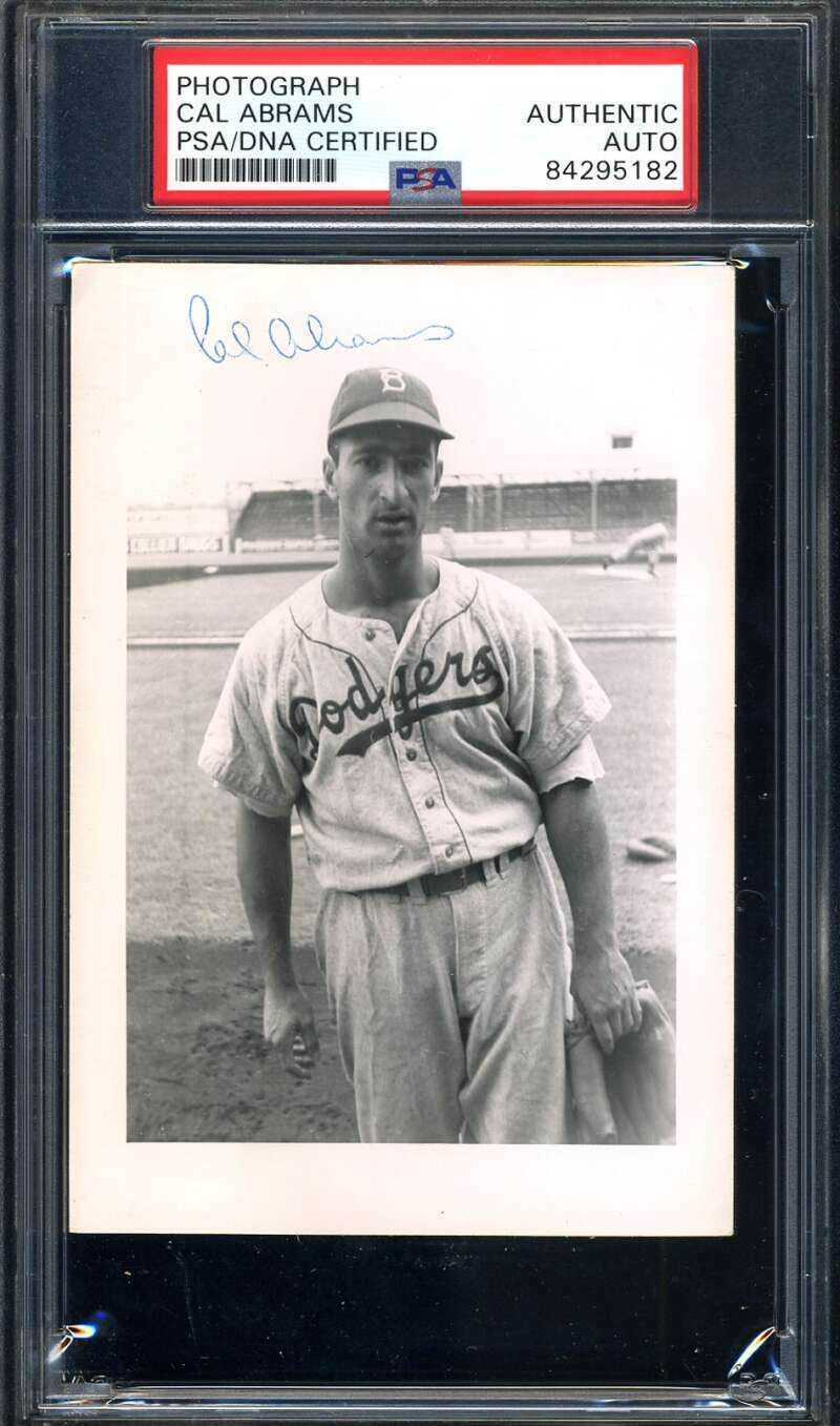 Cal Abrams PSA DNA Coa Hand Signed 1950 Original Photo Poster painting Dodgers Autograph