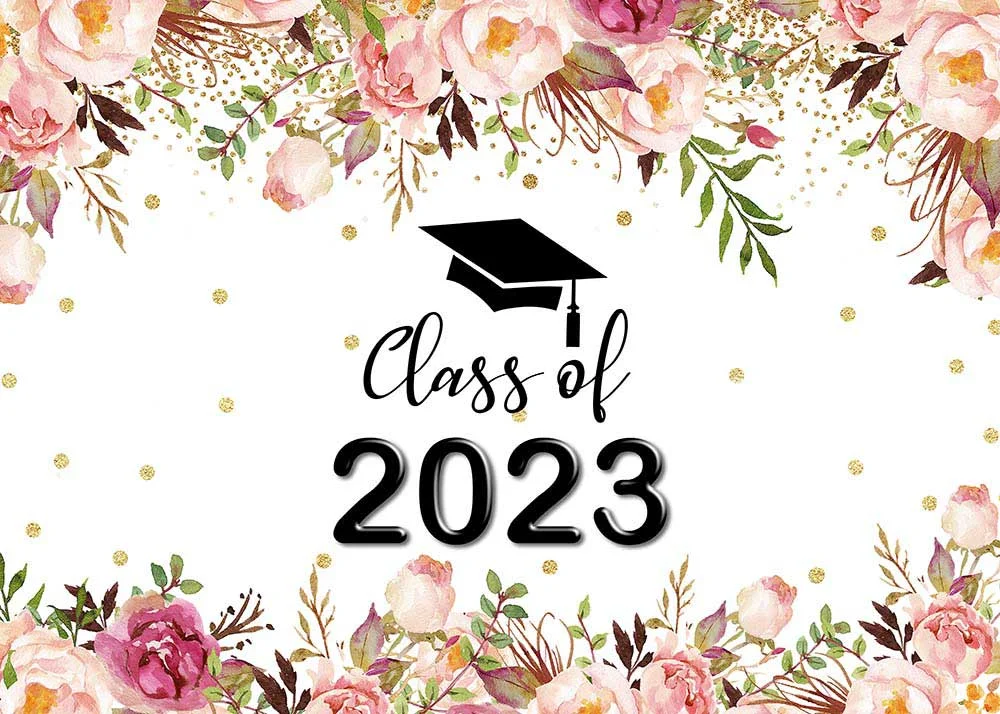 Floral Class Of 2023 Graduation Party Backdrop RedBirdParty