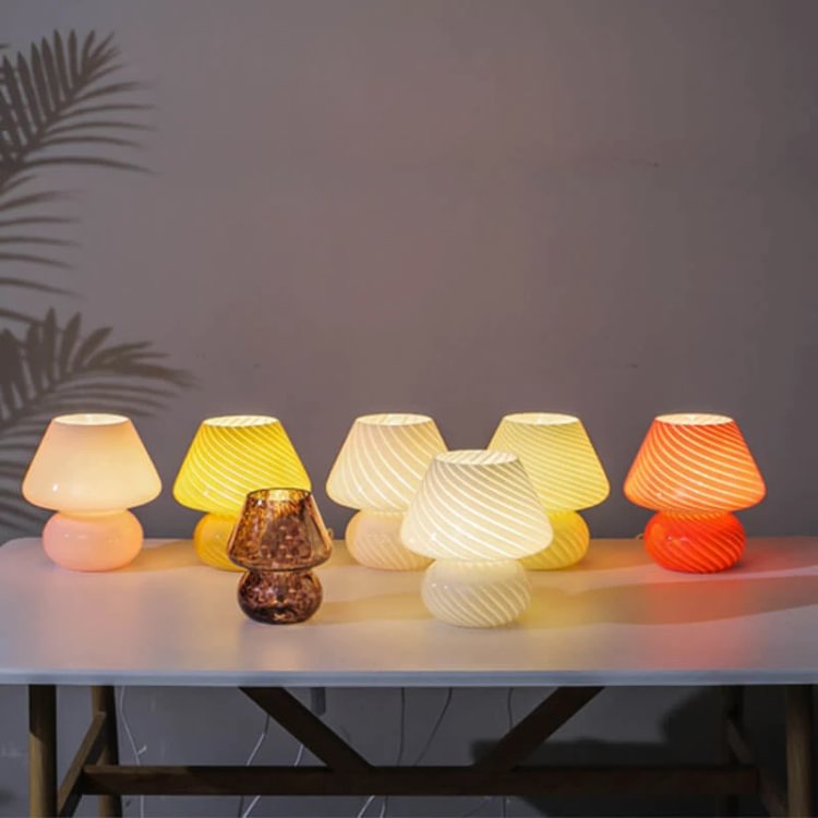 Retro Glass Thread Mushroom Table Lamp
