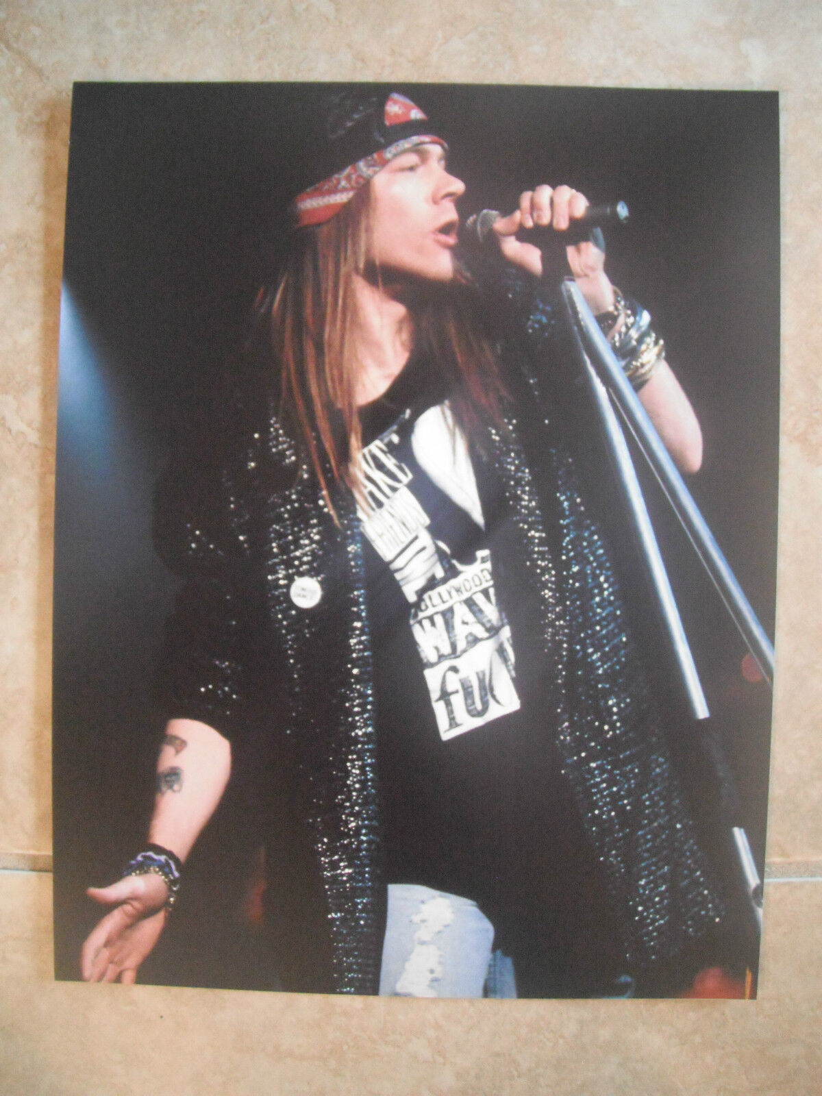 W Axl Rose Live Guns N Roses GnR Color 11x14 Promo Photo Poster painting #5