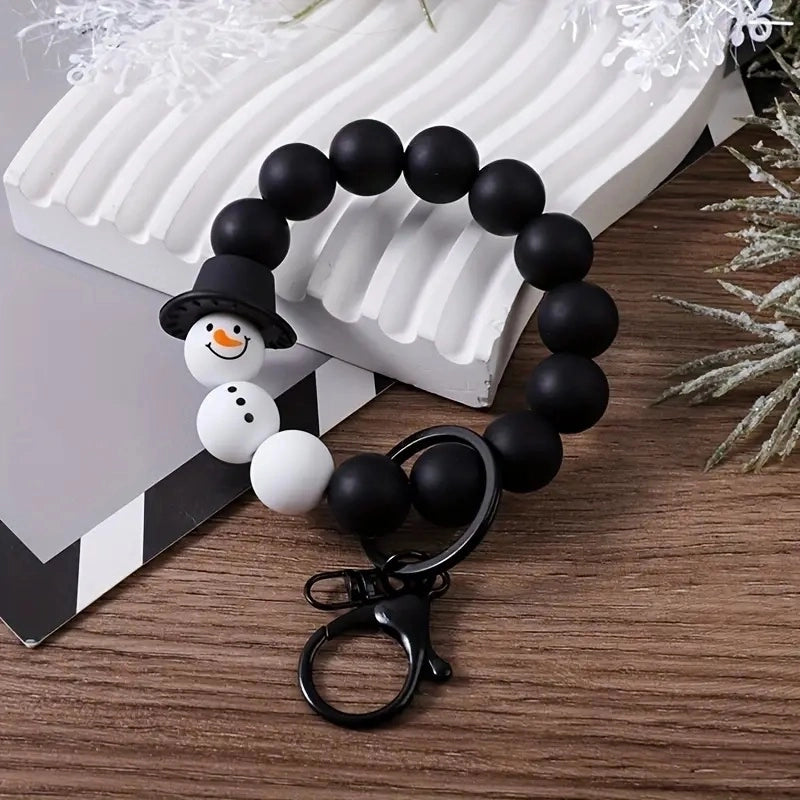 Cartoon Style Cartoon Snowman Alloy Silica Gel Beaded Christmas Bracelets Keychain