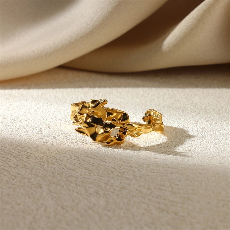 Exaggerated Beach Minimalist Geometric Starfish Shell 304 Stainless Steel Wide Band Rings Open Rings Rings