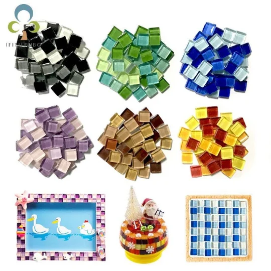 pornhint Pornhint 100g (About 100pcs) 1cm Multi Colors Square Glass Tiles For DIY Crafts Supplier Making Tiles Fashion Home Decoration