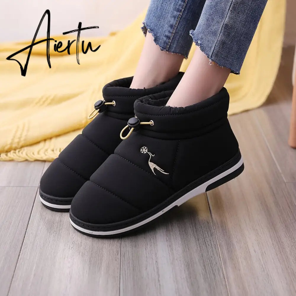 Women Winter Cotton Shoes Couples Snow Boots Keep Warm Outdoor Wear Flat Heels Women's Snkle Boots Non-slip Soft Winter Boot Aiertu