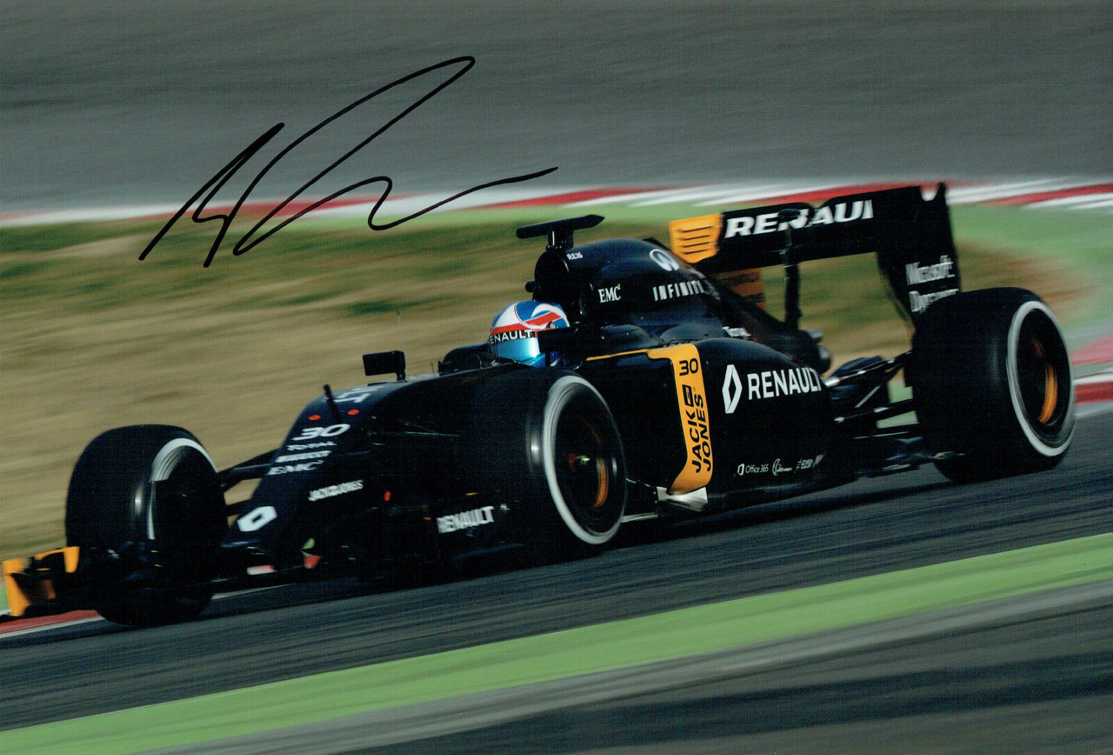 Jolyon PALMER Renault Driver SIGNED BARCELONA Spain Photo Poster painting AFTAL Autograph COA