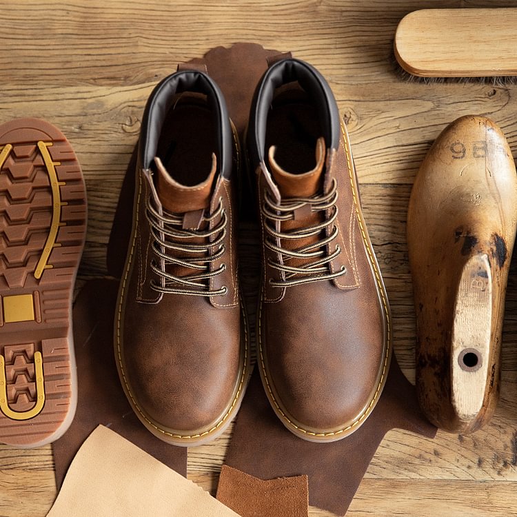 Casual Motorcycle Men's Work Leather Boots