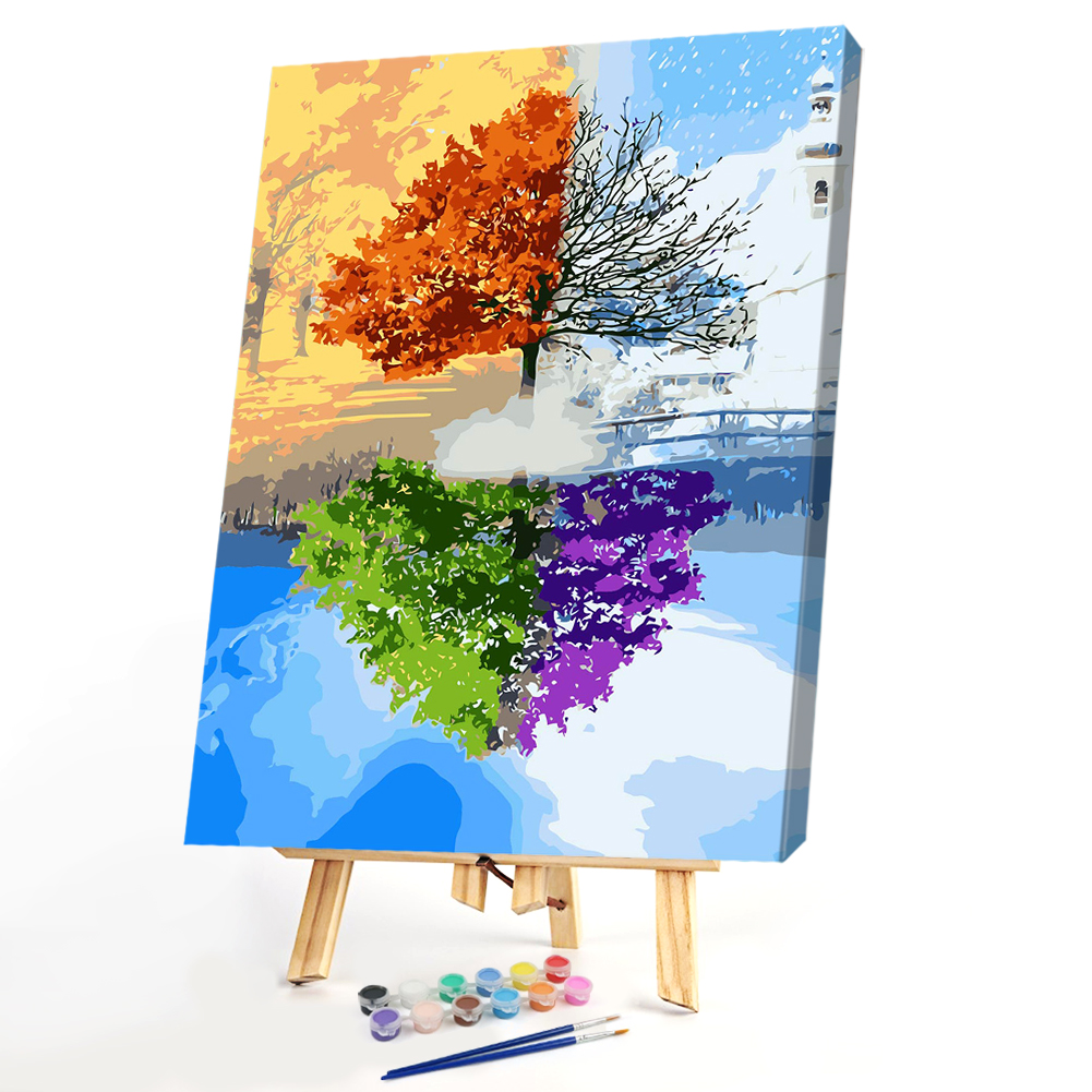 

40*50CM Paint By Numbers-Four Color Tree, 501 Original